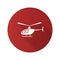 Helicopter flat design long shadow glyph icon