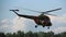 Helicopter flies over the forest, the rescue operation, prospecting