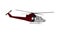 Helicopter flight on white background. Side view. 3d rendering