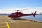 Helicopter on the helipad in Lower Manhattan in New York