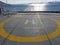 Helicopter helipad onboard a moving ship at sea in northern Norway