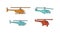 Helicopter icon set, color outline style