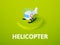 Helicopter isometric icon, isolated on color background