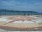 Helicopter landing pad with geographic cardinal directions in Jesselton Point Jetty boat terminal, Kota Kinabalu. Sabah, Malaysia.