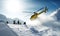 Helicopter lifts freeriders to mountain for extreme skiing adventure Creating using generative AI tools