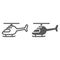 Helicopter line and glyph icon, transportation and chopper, aircraft sign, vector graphics, a linear pattern on a white