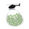Helicopter money - flying helicopter is carrying bag with money and cash