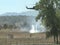 Helicopter release water on fire