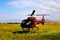 Helicopter for Sightseeing Landing on the Field near Khor Virap Monastery, Artashat Town, Ararat Plain, Armenia