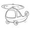 Helicopter sketch coloring book, isolated object on white background, vector illustration,