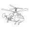 Helicopter sketch, coloring, isolated object on white background, vector illustration