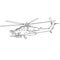 Helicopter sketch, coloring, isolated object on white background, vector illustration