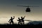 Helicopter and soldier silhouette