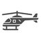 Helicopter solid icon, air transport symbol, copter vector sign on white background, small helicopter silhouette icon in