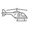 Helicopter thin line icon, air transport symbol, copter vector sign on white background, small helicopter silhouette