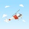 Helicopter white and red color isometric vector