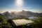 Heliport and aerial view of Rio de Janeiro with and Corcovado mountain and Guanabara Bay - Rio de Janeiro, Brazil