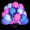 Helium balloon bunch purple blue violet isolated on black