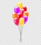 Helium balloons. Bunch or group of colorful helium balloons isolated on transparent background. Party realistic flying