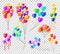 Helium balloons. Bunches or groups of colorful helium balloons isolated on transparent background. Collection of party