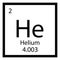 Helium periodic table element chemical symbol. Vector helium atom gas icon