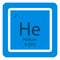 Helium periodic table element chemical symbol. Vector helium atom gas icon