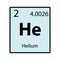 Helium periodic table element color icon on white