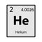 Helium periodic table element gray icon on white background