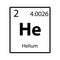 Helium periodic table element icon on white background
