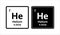 Helium symbol. Chemical element of the periodic table. Vector stock illustration.