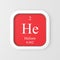 Helium symbol on red rounded square