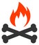 Hell Fire Bones Raster Icon Illustration