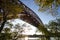 The Hell Gate Bridge and Triborough bridge behind trees, New York