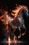 Hell horse in fire on black background made with generative AI