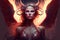 Hell`s angel, beautiful goddess with big horns and wings, Generative Ai