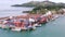 Hell Ville, Nosy Be, Madagascar Circa 2000's Aerial view of an African Shipping container port in small East African