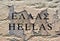 Hellas text on grunge background