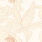 Hellebore floral foliage garland seamless pattern. Christmas winter rose flowers. Detailed outline beige line sketch.