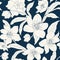 Hellebore floral foliage pattern white indigo blue