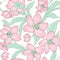 Hellebore floral seamless pattern pink green white