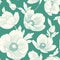 Hellebore poppy flowers seamless pattern teal blue