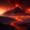 Hellish landscape fiery inferno surreal, Generative Ai