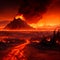 Hellish landscape fiery inferno surreal, Generative Ai