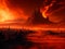 Hellish landscape fiery inferno surreal, Generative Ai