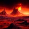 Hellish landscape fiery inferno surreal, Generative Ai