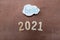 Hello 2021 with a creative wooden composition