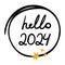 Hello 2024 hand drawn lettering vector illustration