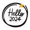 Hello 2024 hand drawn lettering vector illustration