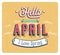 Hello april typographic design.