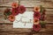 Hello August typography text with flowers on wooden background